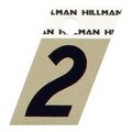Hillman 1.5 in. Reflective Black Aluminum Self-Adhesive Number 2 1 pc, 6PK 840478